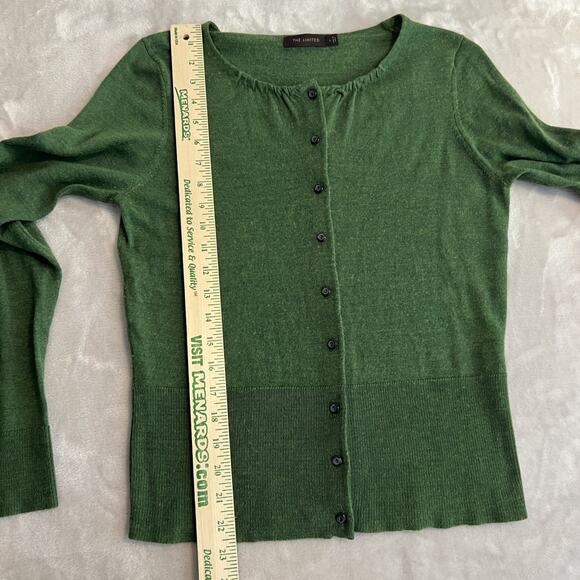 Y2K The Limited Sweater Womens Large Green Wool Blend Cardigan Preppy Schoolgirl - Picture 7 of 11
